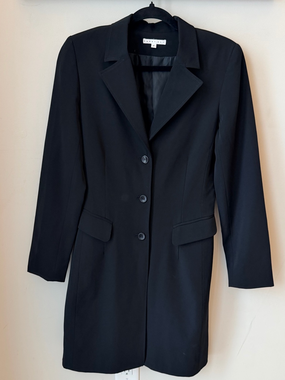 Smart Set Longline Black Blazer Coat Tailored Workwear Dark Academia Sz 6